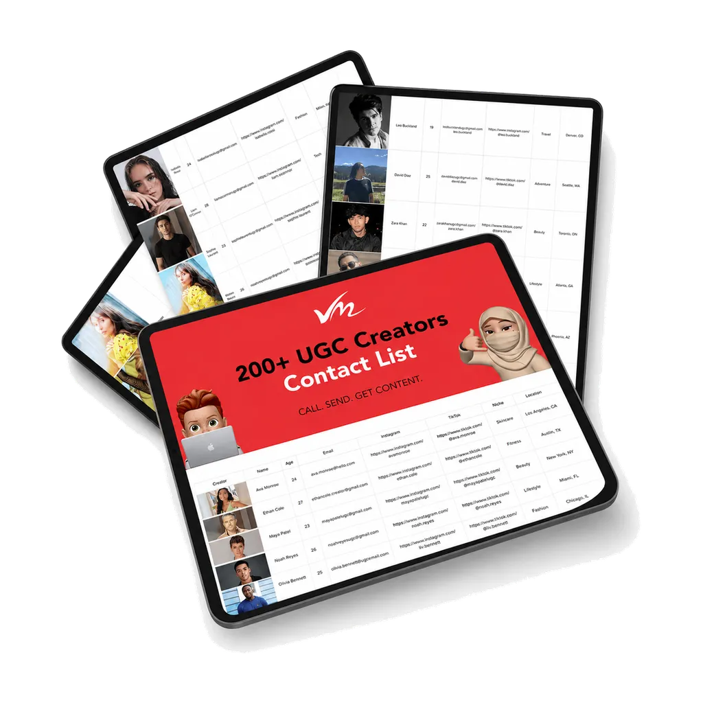 200+ UGC Creators Contact List